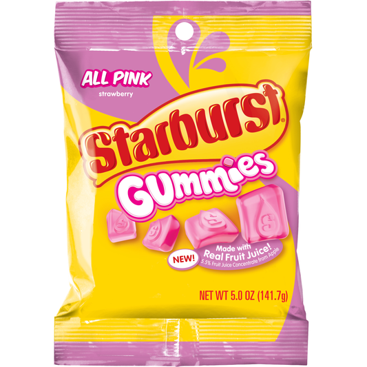 Starburst Gummy All Pink Peg Bag 5oz 12ct