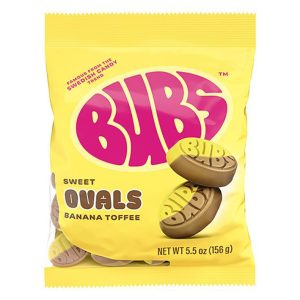 Bubs Sweet Ovals Banana Toffee Vegan Peg Bag 156g 8ct