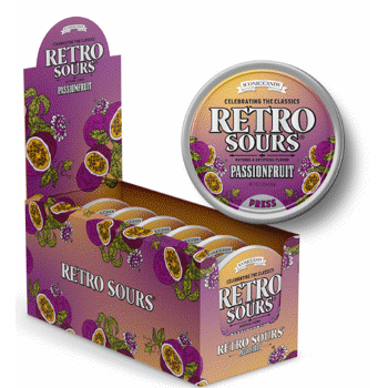 Iconic Retro Sours Passionfruit 60g Tin 8ct