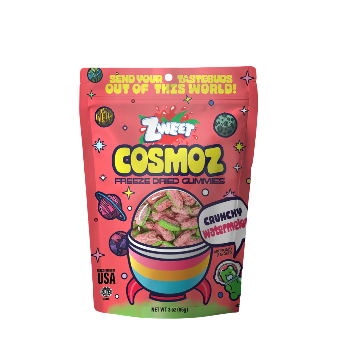 Zweet Cosmas Freeze Dried Sour Watermelon (Halal & Kosher Certified) 85g 12ct