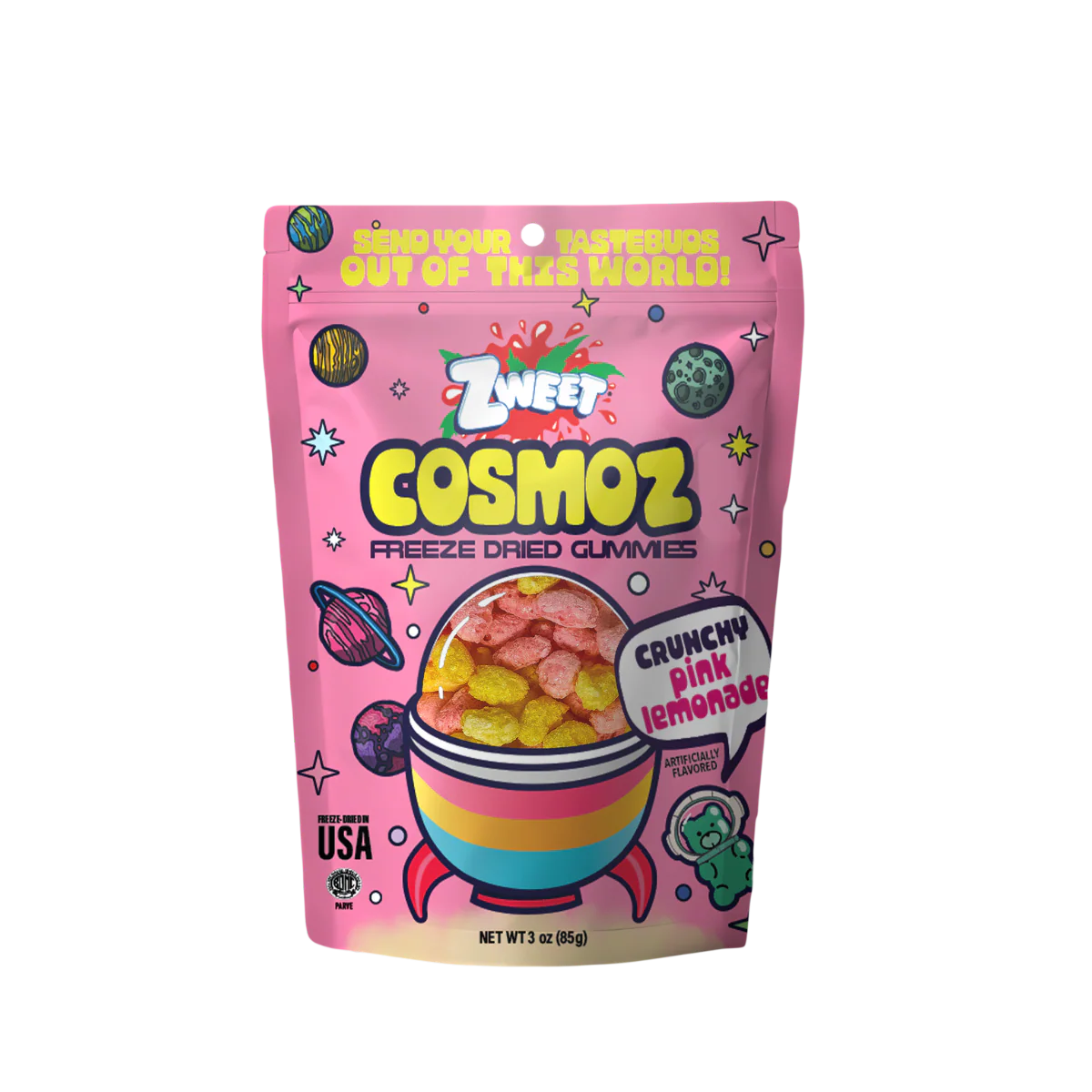 Zweet Cosmas Freeze Dried Pink Lemonade (Halal & Kosher Certified) 85g 12ct