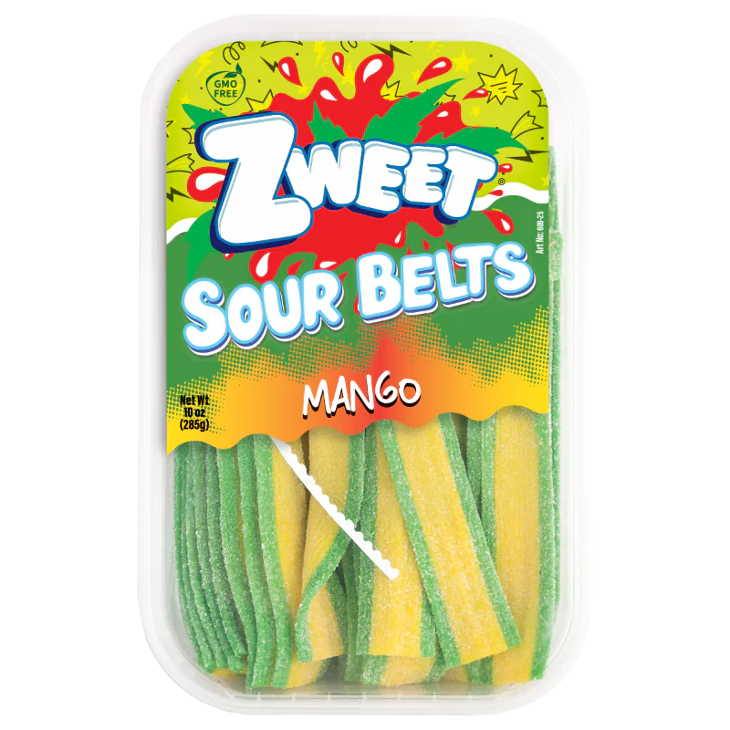 Zweet Sour Belts Mango Tray (Halal & Kosher Certified) 10oz - 285g 6ct