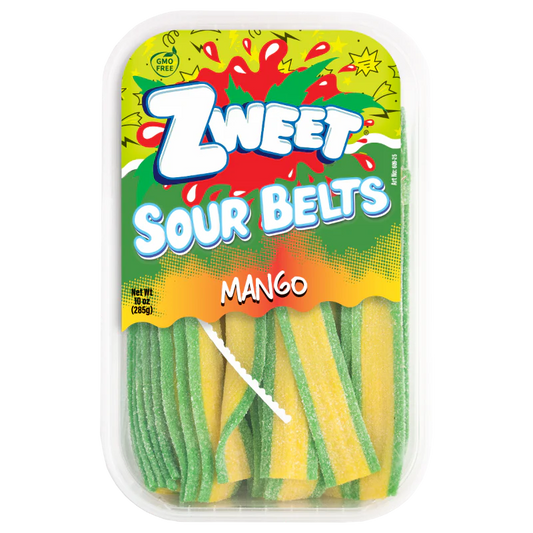 Zweet Sour Belts Mango Tray (Halal & Kosher Certified) 10oz - 285g 6ct