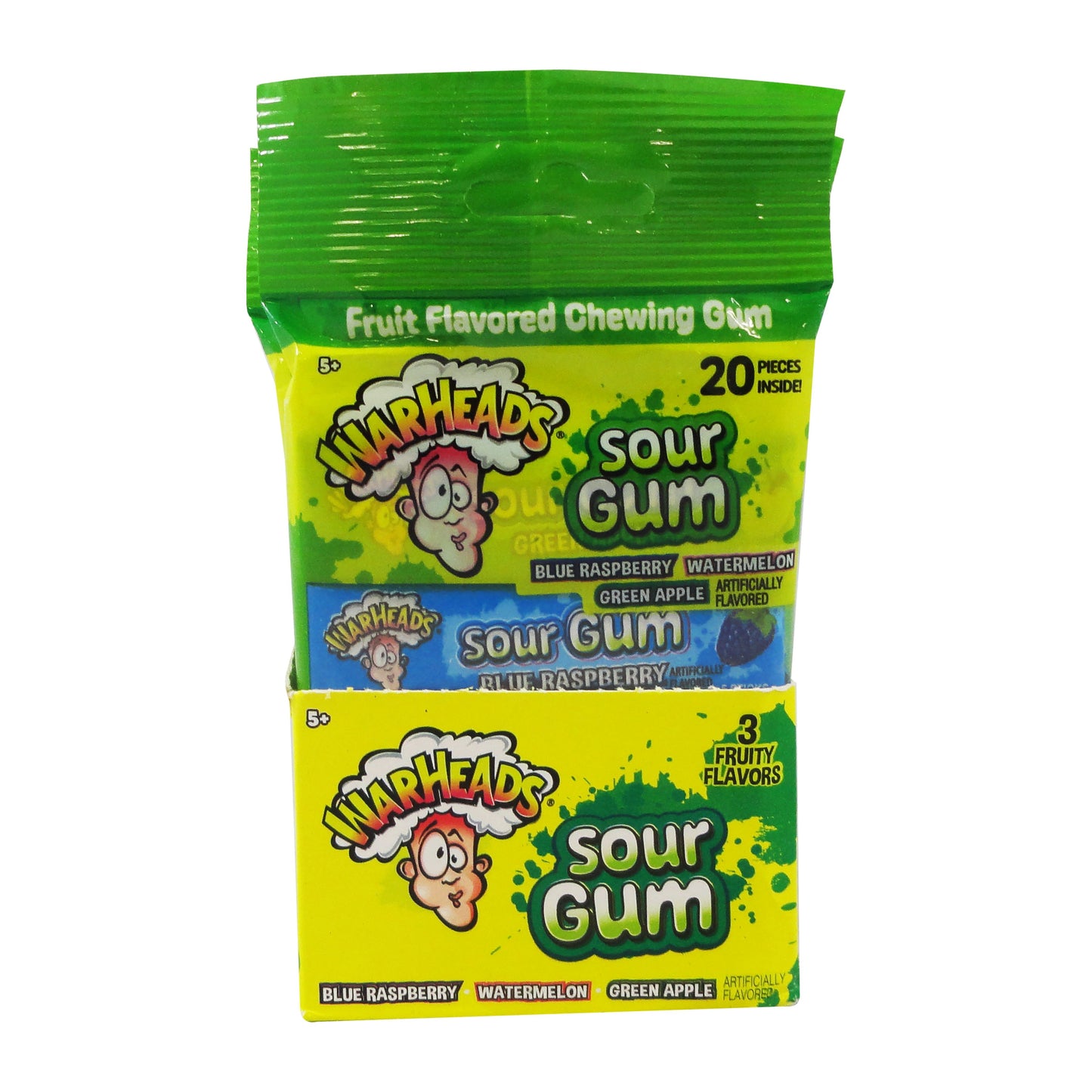 Warheads Sour Gum 4Pk. Peg Bag 1.76oz 12ct