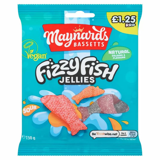 Maynards Bassetts Fizzy Fish 130g 12ct (UK)