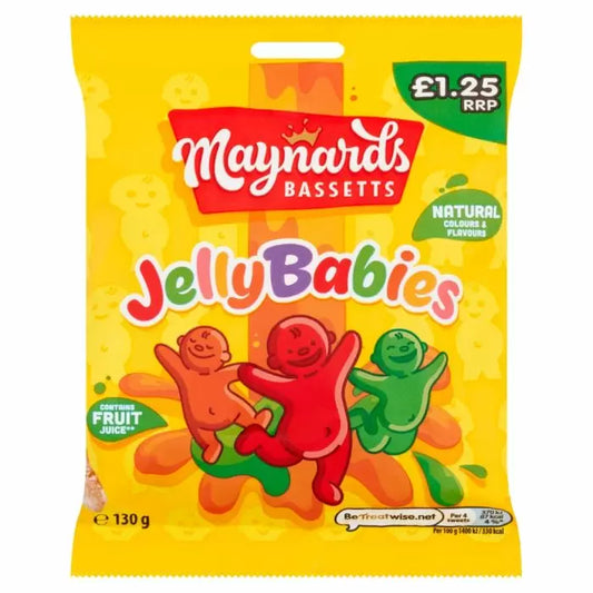 Maynards Bassetts Jelly Babies Sweets Bag 130g 12ct (UK)