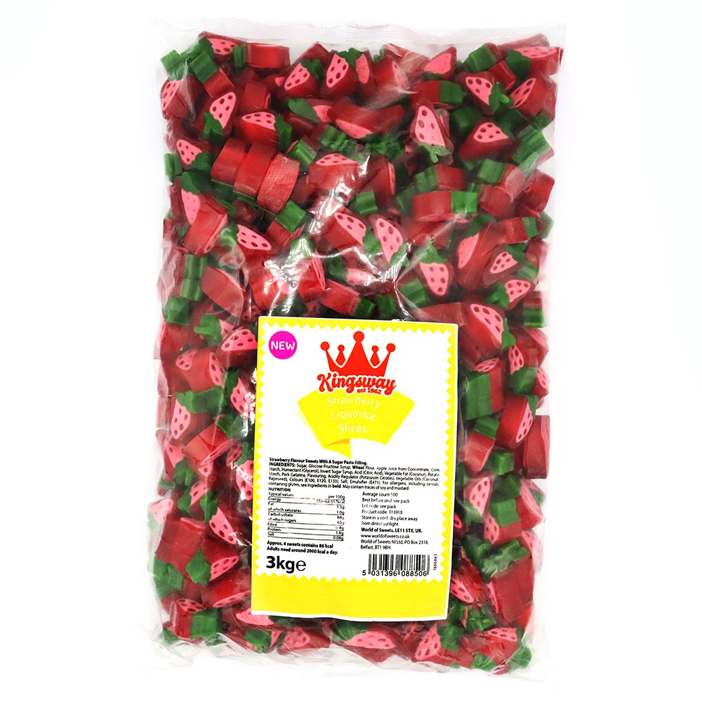Kingsway Strawberry Liquorice Slices Bag 3kg (UK)