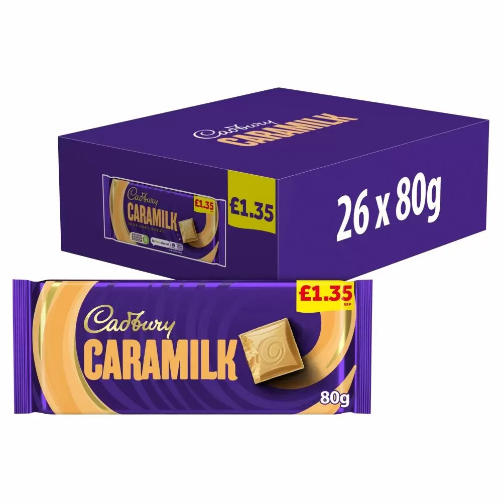 Cadbury Caramilk Golden Caramel Chocolate Bar 80g 26ct (UK)