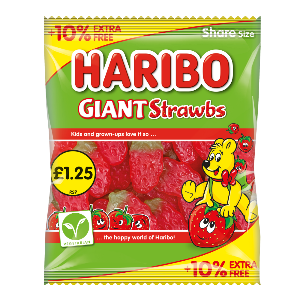 Haribo Giant Strawbs 154g 12ct (UK)