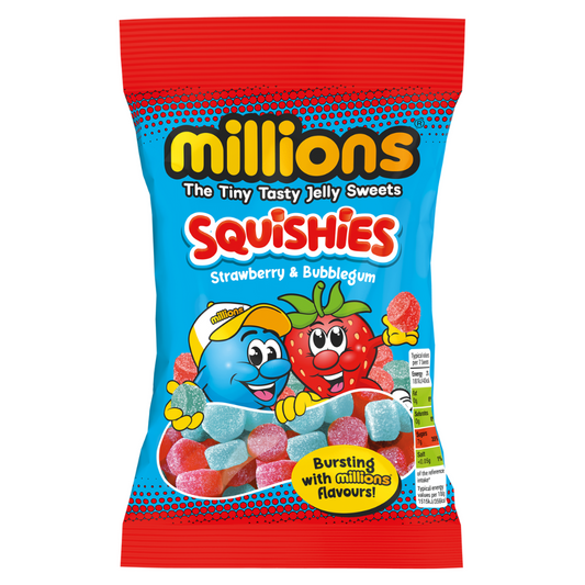 Millions Squishies Strawberry and Bubblegum Bag 130g 12ct (UK)