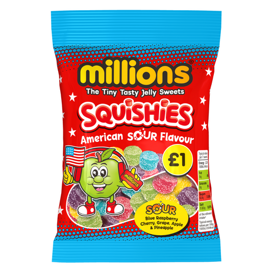 Millions Squishies American Sour Bag 100g 12ct (UK)