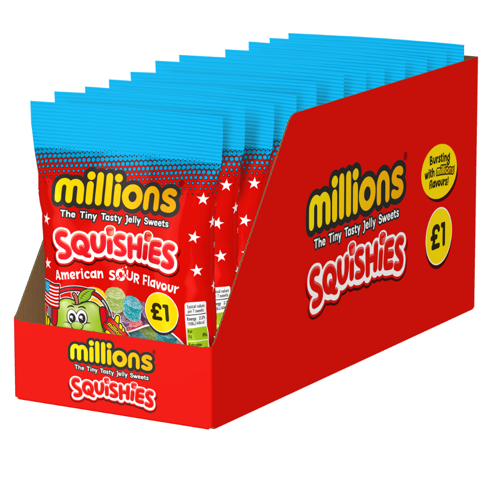 Millions Squishies American Sour Bag 100g 12ct (UK)