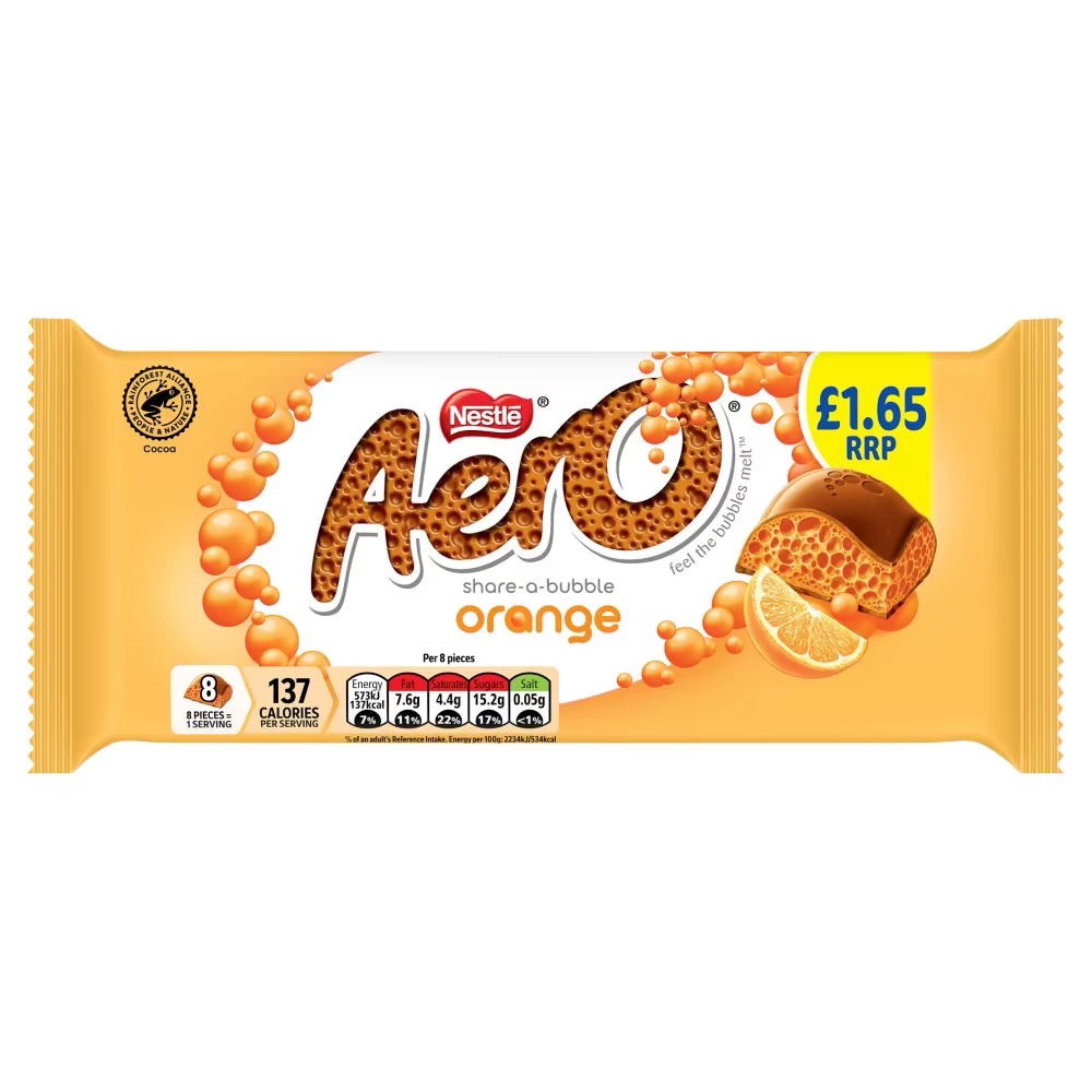 Aero Orange Chocolate Sharing Bar 90g 15ct (UK)