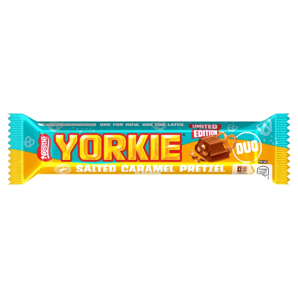 Yorkie Salted Caramel Pretzel Milk Chocolate DUO Bar 66g 24ct (UK)