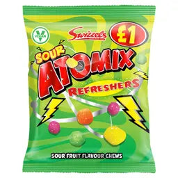 Swizzels Atomix Refreshers Sour Fruit Flavour Chews 100g 12ct (UK)