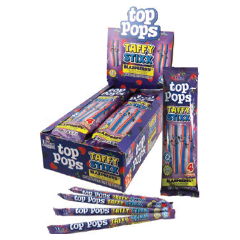 Top Pops Taffy Stixx Blazpberry 1.55oz 12ct