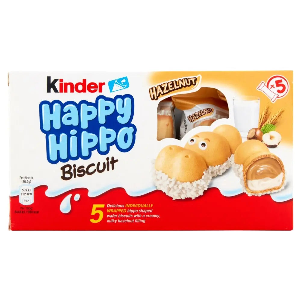 Kinder Happy Hippo Hazelnut Cream Biscuits 5 Pack 10ct (UK)