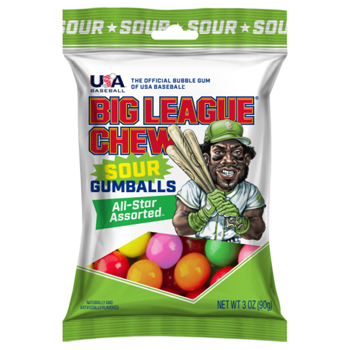Big League Chew Gumballs Sour Peg Bag 30z 12ct