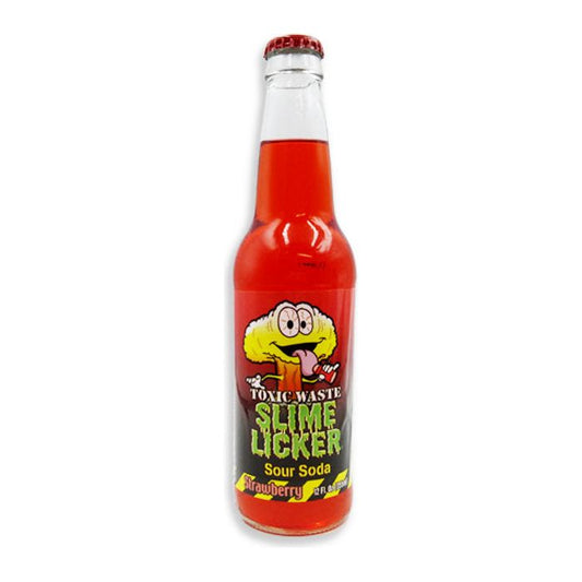 Toxic Waste Slime Licker Strawberry Sour Soda Glass Bottle 12oz 24ct (Pallet Shipping Only) (Shipping Extra, Click for Details)
