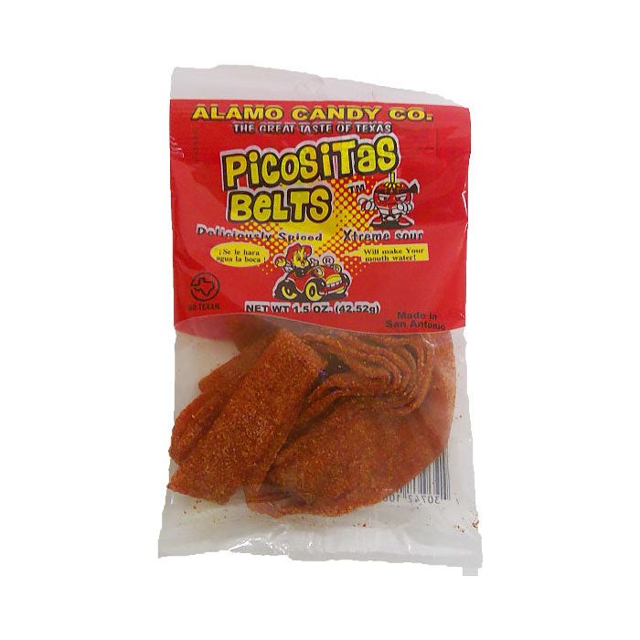 Alamo Picositas Extreme Sour Strawberry Belts with Chili 1.5oz 12ct