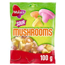 Malaco Sour Mushrooms 100g 28ct (Europe)