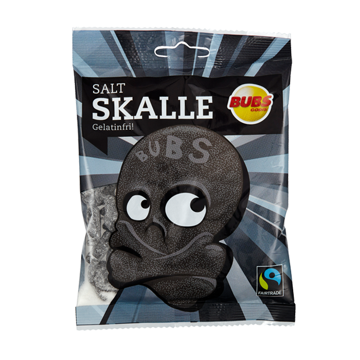 Bubs Skalle Salt Licorice Vegan Peg Bag 90g 12ct (Sweden)