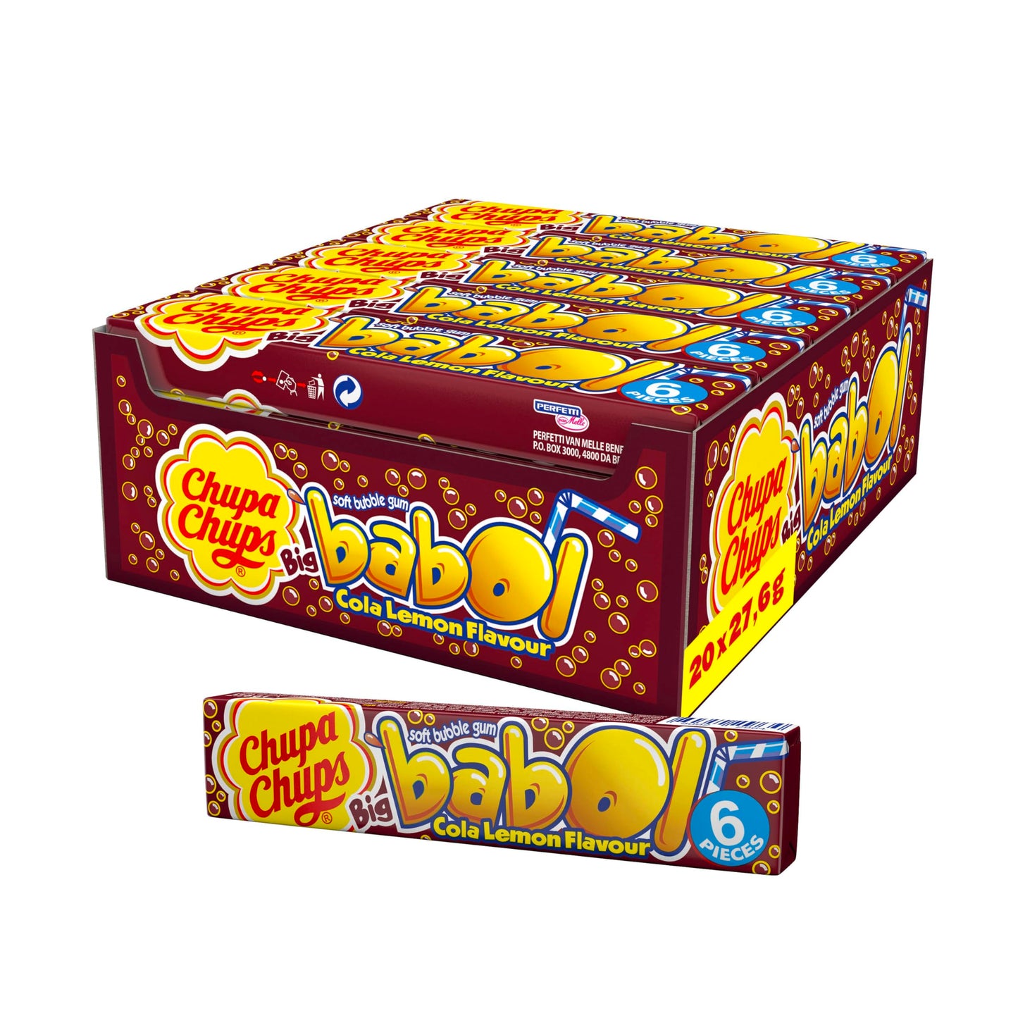 Chupa Chups Big Babol Bubblegum Cola Lemon 27.6g 20ct (Europe)
