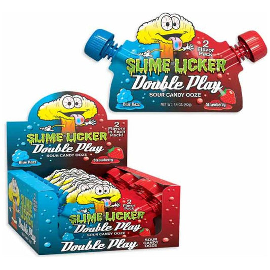 Slime Licker Double Play Blue Razz & Strawberry Ooze 1.4oz 12ct