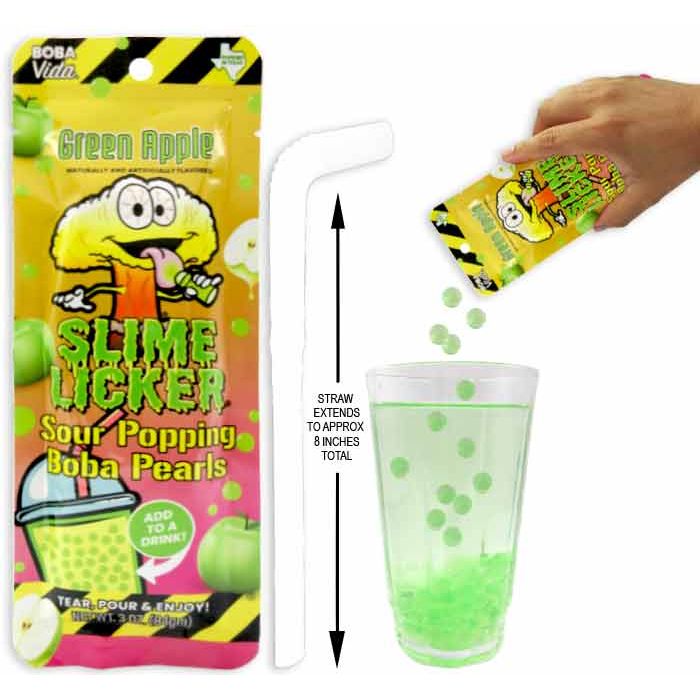 Slime Licker Sour Popping Boba Pearls - Green Apple 3oz 10ct