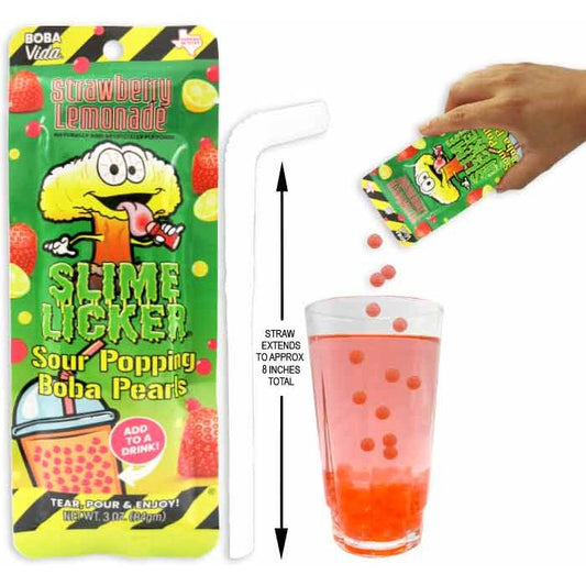 Slime Licker Sour Popping Boba Pearls - Strawberry Lemonade 3oz 10ct