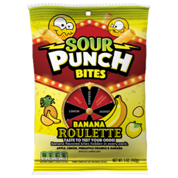 Sour Punch Bites Banana Roulette Peg 5oz 12ct
