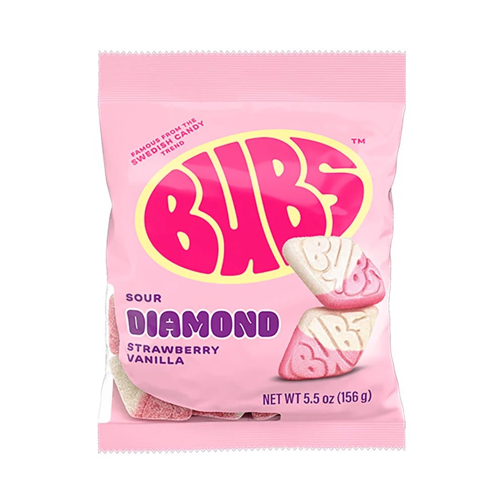 Bubs Sour Diamond Strawberry Vanilla Vegan Peg Bag 156g 8ct