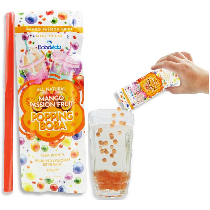 Bobavida Popping Boba All Natural Mango Passion Fruit 3oz 10ct