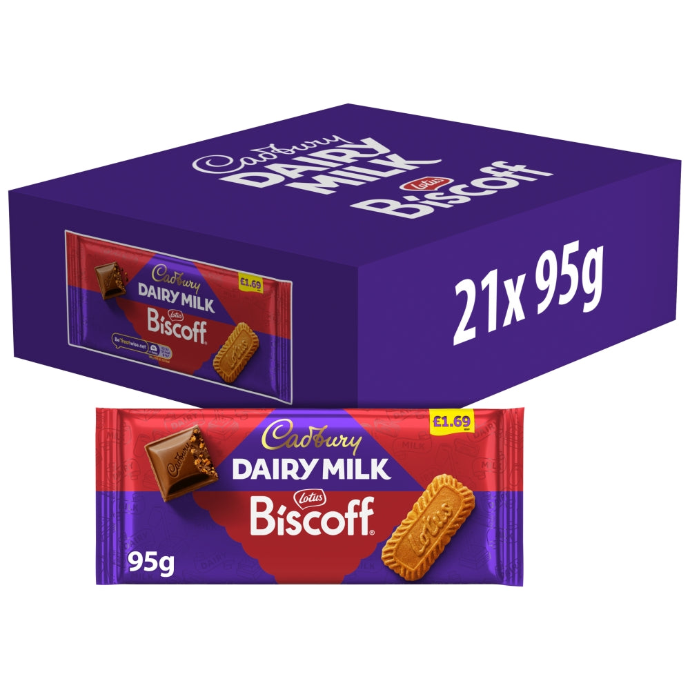 Cadbury Dairy Milk Lotus Biscoff Chocolate Bar 95g 21ct (UK)