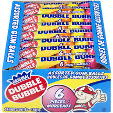 Dubble Bubble Assorted Fruit 6pcs Gumballs Tube 24ct