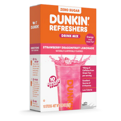 Dunkin Refreshers Strawberry Dragonfruit Drink Mix 10pcs Singles to Go 0.95oz 12ct
