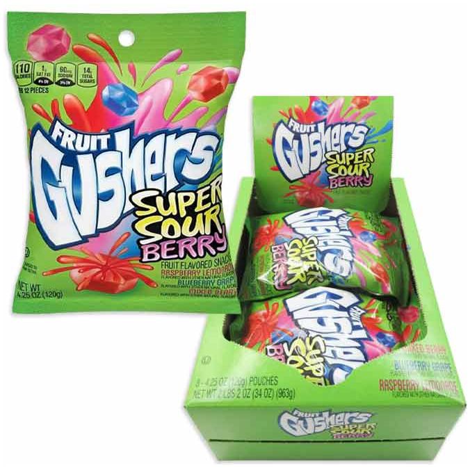 Gushers Peg Bag Display Super Sour Berry 4.25oz 8ct