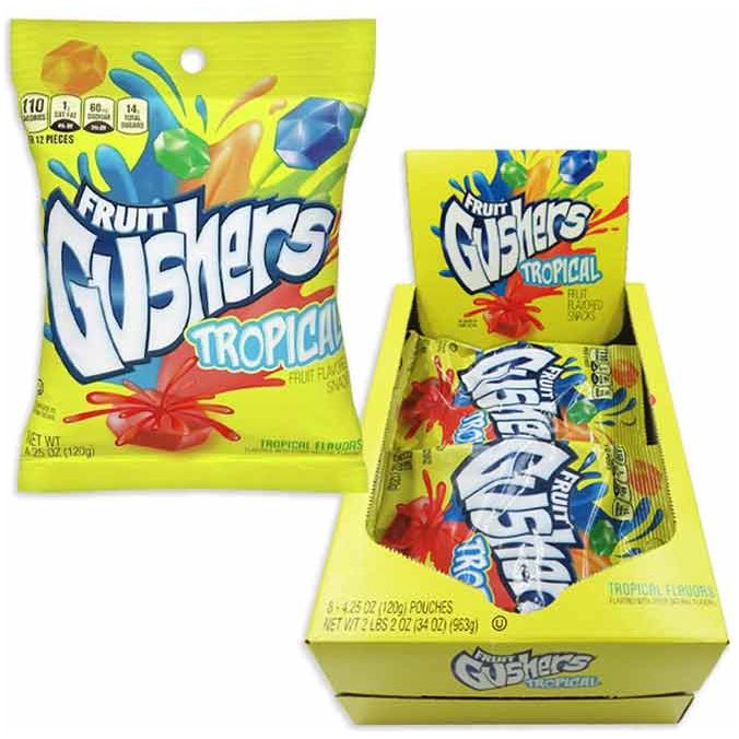 Gushers Peg Bag Display Tropical Fruits 4.25oz 8ct