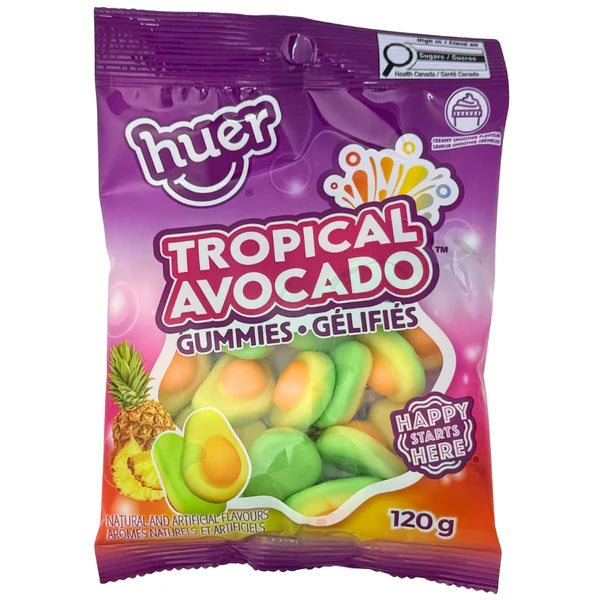 Huer Gummy Tropical Avocado Peg Bag 120g 15ct