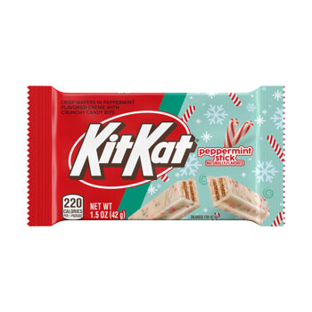 KITKAT Peppermint Stick Crisp Wafers In Peppermint Flavored Creme With Crunchy Bits Standard Bar 1.5oz 24ct