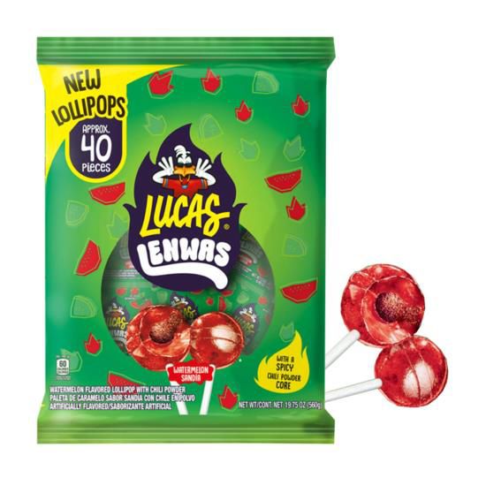 Lucas Paletas Lenwas Sandia Watermelon Lollipop 40pcs 1ct (Mexico)