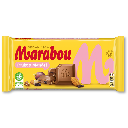 Marabou Frukt & Mandel - Raisin & Almonds 100g 22ct (Sweden) (BB 03 Spet 25)