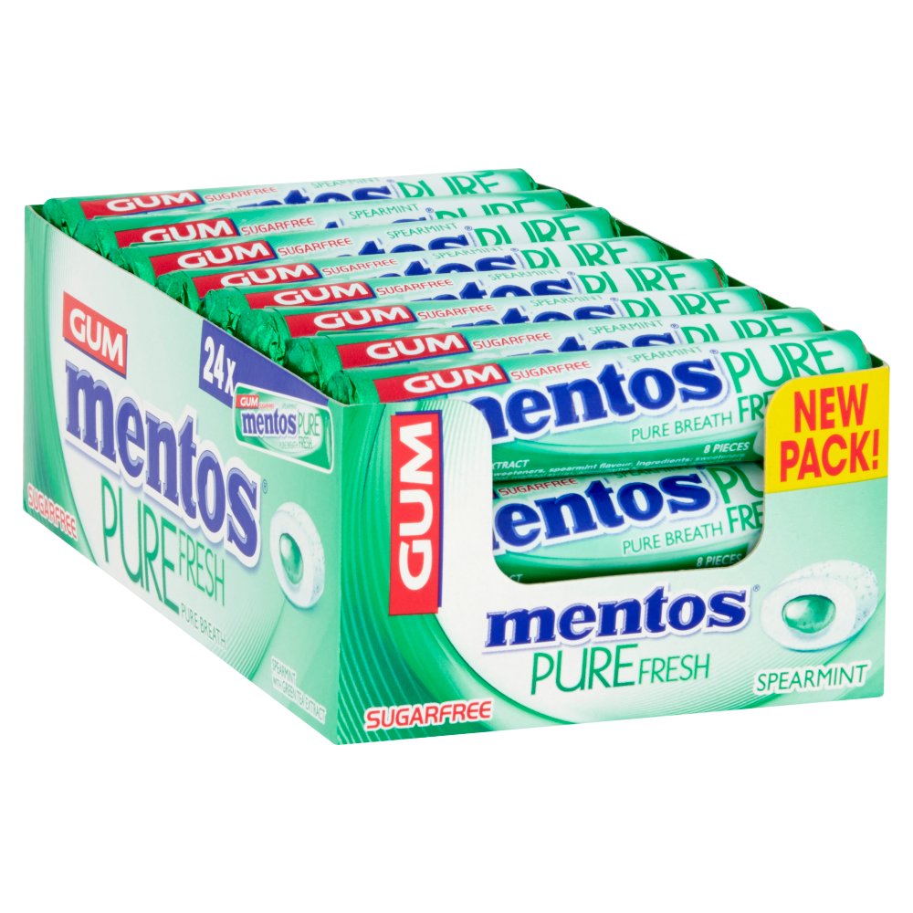 Mentos Gum Pure Fresh Spearmint 8 Pcs 15.5g 24ct (UK)