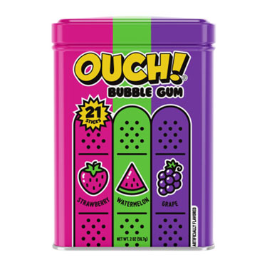 Ouch! Bubble Gum Assorted Flavor Tin 21pc 12ct