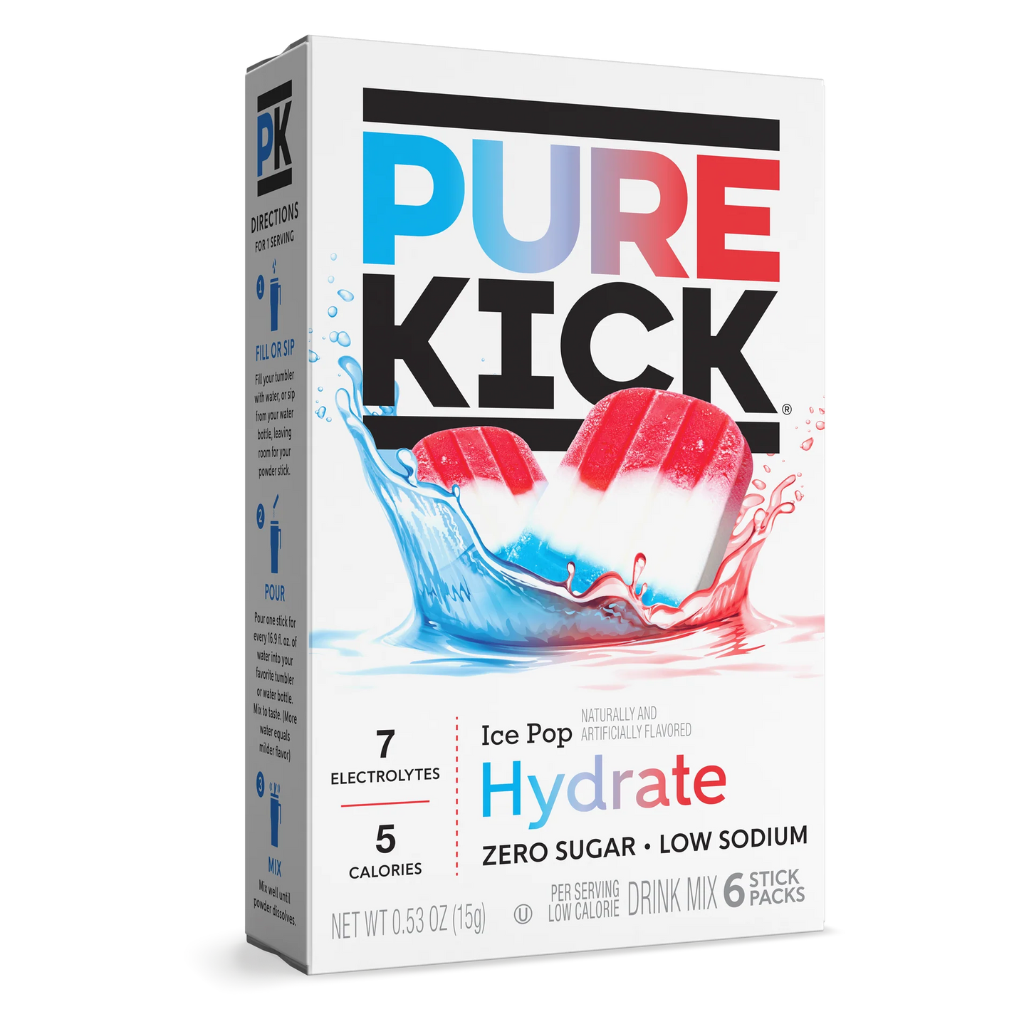 Pure Kick Ice Pop Hydrate Drink Mix 6ct Singles to Go 0.53oz 12ct