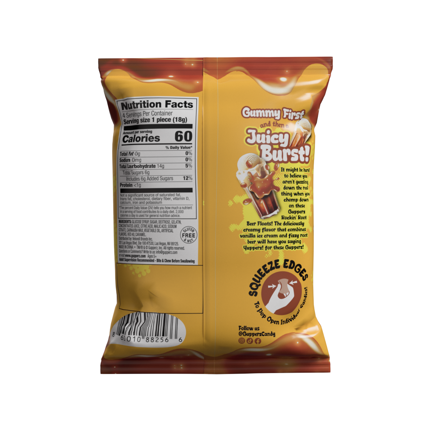 Gupperz® Gummy Liquid Filled Popperz - Rockin' Root Beer Float 2.54oz 12ct