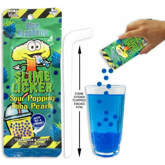 Slime Licker Sour Popping Boba Pearls - Blue Raspberry 3oz 10ct