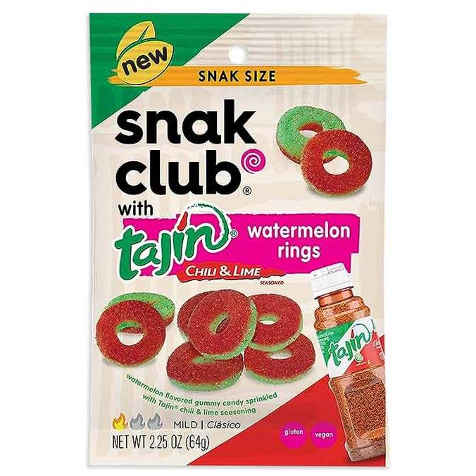 Snak Club Tajin Chili & Lime Watermelon Rings Peg Bag Vegan 2.25oz 12ct