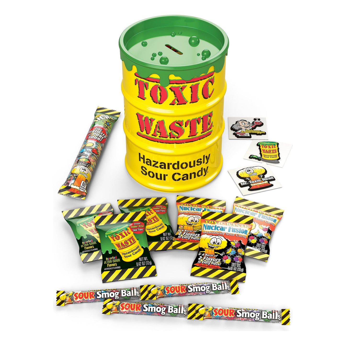 Toxic Waste Plastic Giant Banks with Nuclear Fusion, Smog Balls, Atomz, 5.86oz 6ct