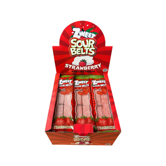 Zweet Sour Belts Strawberry Mini Display (Halal & Kosher Certified) 20g 0.7oz 24ct